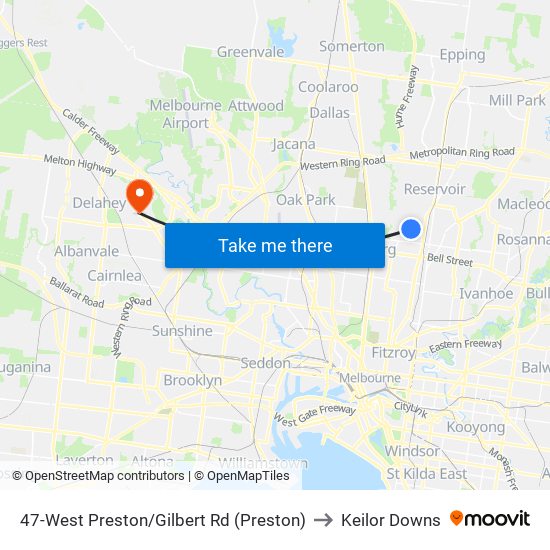 47-West Preston/Gilbert Rd (Preston) to Keilor Downs map