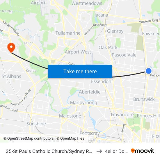 35-St Pauls Catholic Church/Sydney Rd (Coburg) to Keilor Downs map