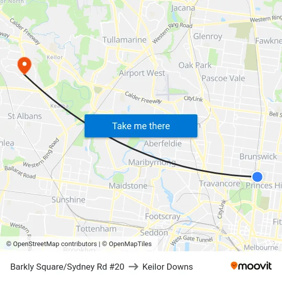 Barkly Square/Sydney Rd #20 to Keilor Downs map
