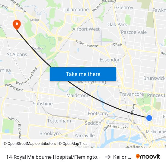 14-Royal Melbourne Hospital/Flemington Rd (North Melbourne) to Keilor Downs map