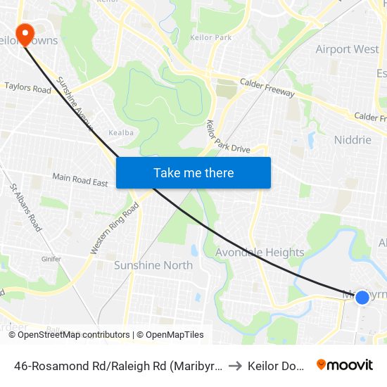 46-Rosamond Rd/Raleigh Rd (Maribyrnong) to Keilor Downs map