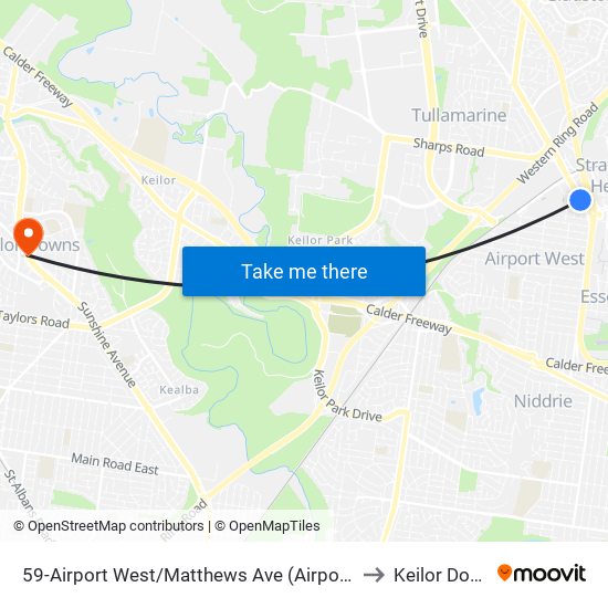 59-Airport West/Matthews Ave (Airport West) to Keilor Downs map