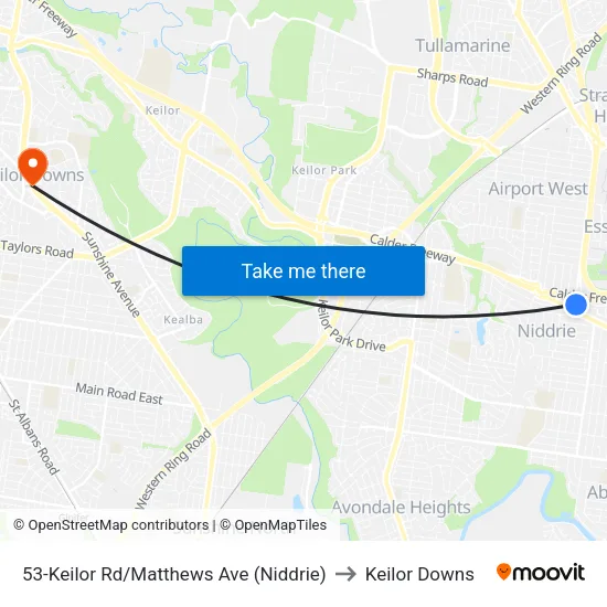 Keilor Rd/Matthews Ave #53 to Keilor Downs map