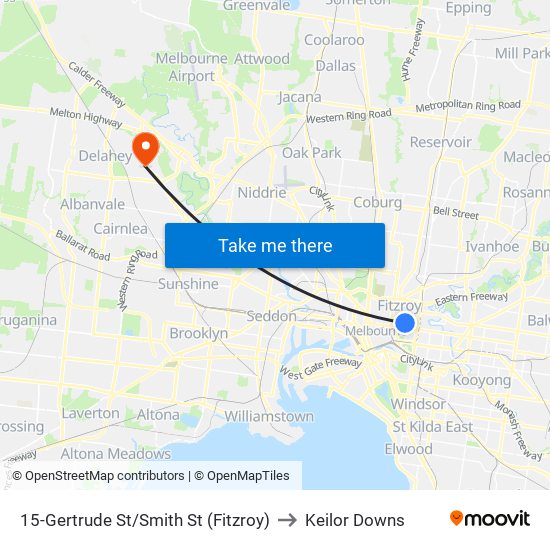 15-Gertrude St/Smith St (Fitzroy) to Keilor Downs map