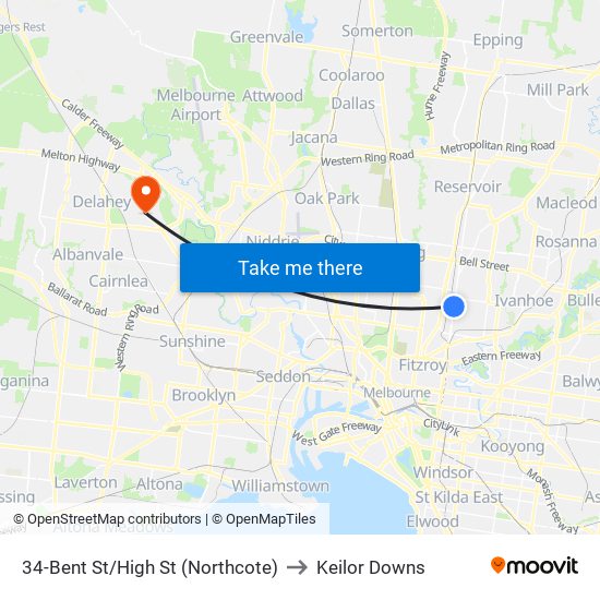 34-Bent St/High St (Northcote) to Keilor Downs map