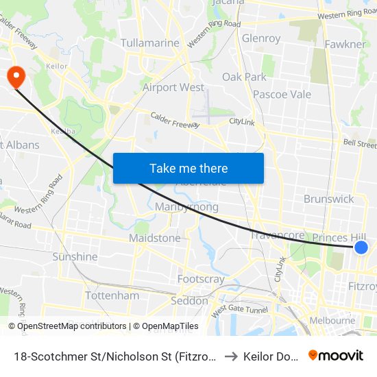 18-Scotchmer St/Nicholson St (Fitzroy North) to Keilor Downs map