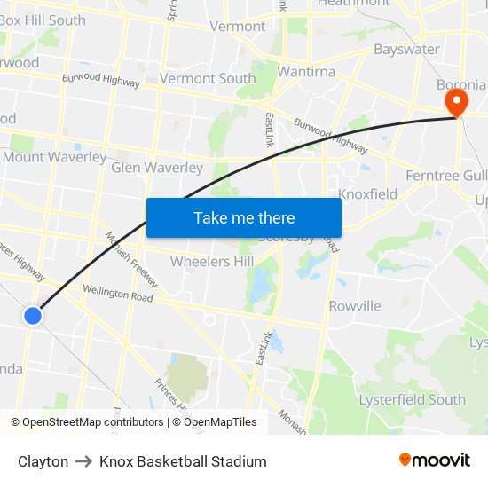 Clayton to Knox Basketball Stadium map