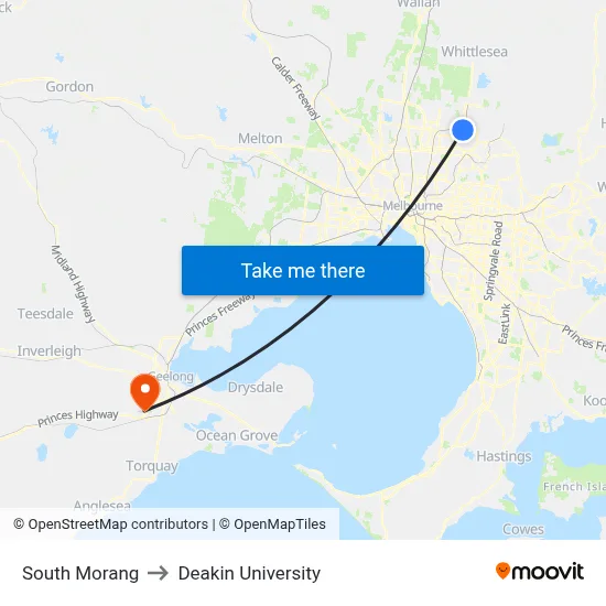 South Morang to Deakin University map