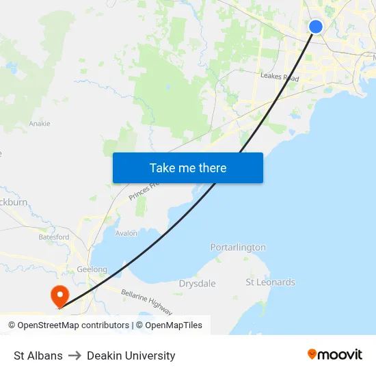St Albans to Deakin University map