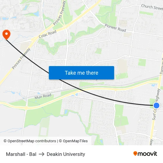 Marshall - Bal to Deakin University map