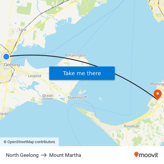 North Geelong to Mount Martha map