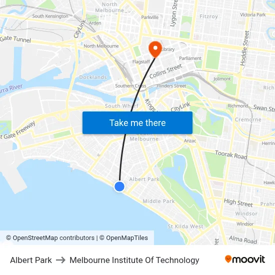 Albert Park to Melbourne Institute Of Technology map