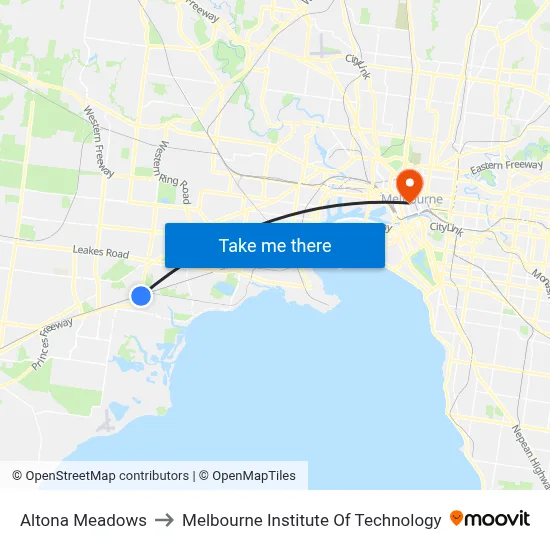 Altona Meadows to Melbourne Institute Of Technology map