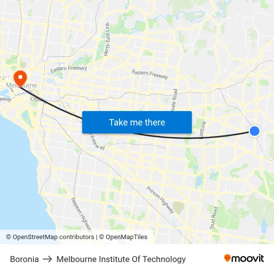 Boronia to Melbourne Institute Of Technology map