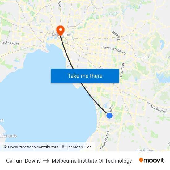 Carrum Downs to Melbourne Institute Of Technology map
