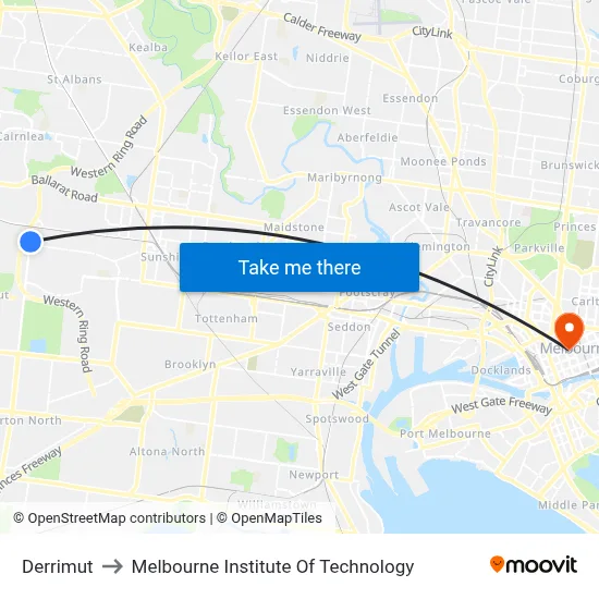 Derrimut to Melbourne Institute Of Technology map