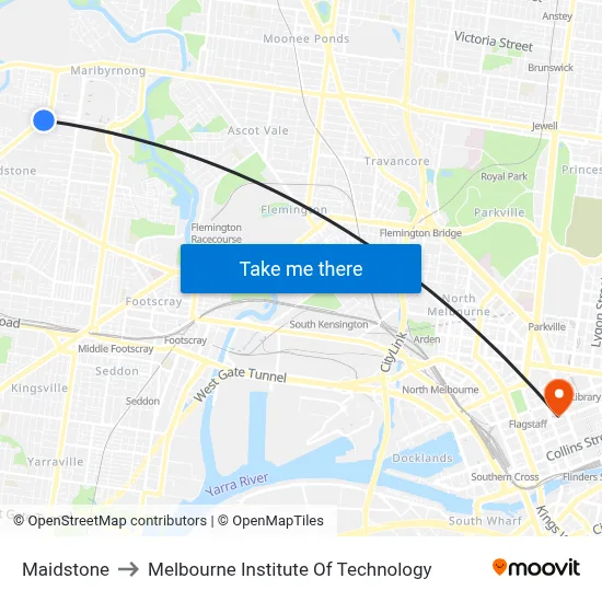 Maidstone to Melbourne Institute Of Technology map