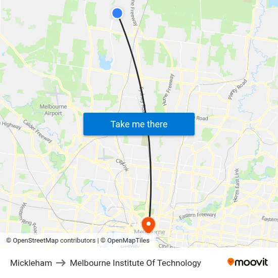 Mickleham to Melbourne Institute Of Technology map