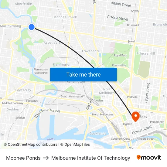 Moonee Ponds to Melbourne Institute Of Technology map