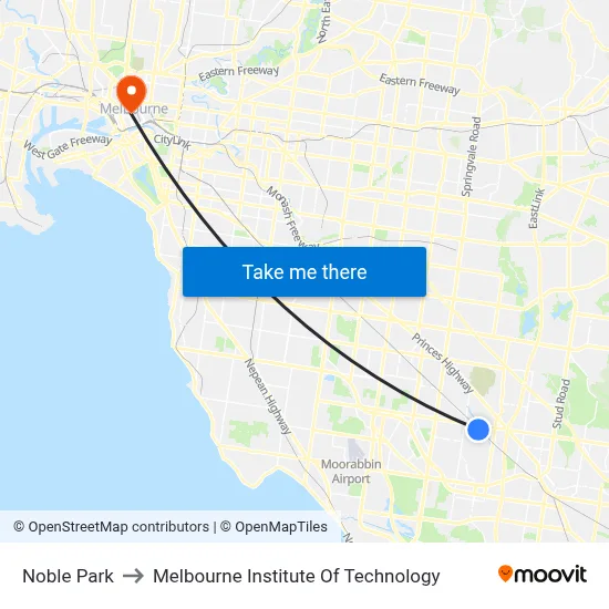 Noble Park to Melbourne Institute Of Technology map