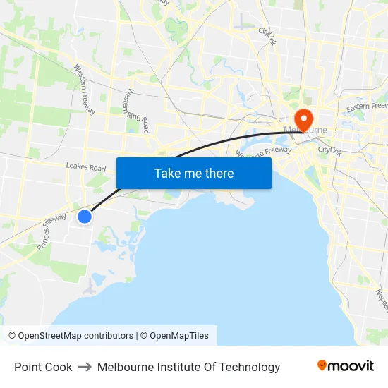 Point Cook to Melbourne Institute Of Technology map