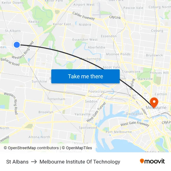 St Albans to Melbourne Institute Of Technology map