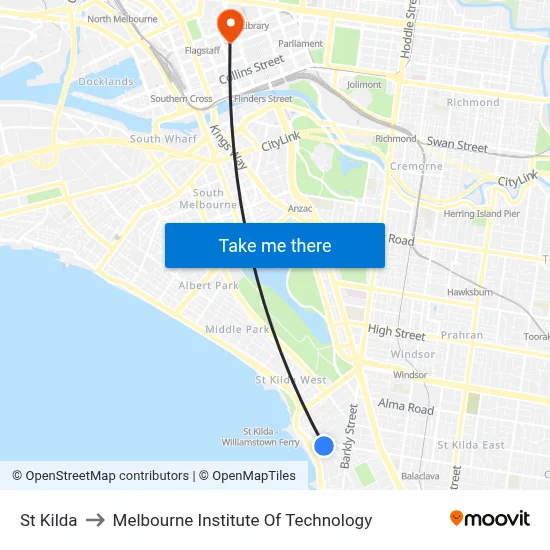St Kilda to Melbourne Institute Of Technology map