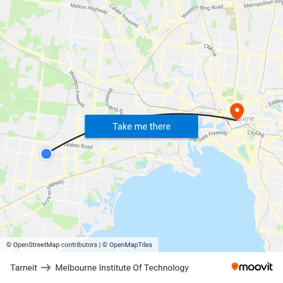 Tarneit to Melbourne Institute Of Technology map