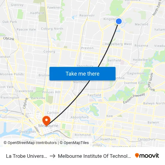 La Trobe University to Melbourne Institute Of Technology map