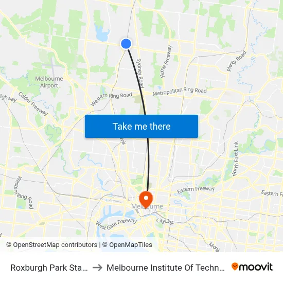 Roxburgh Park Station to Melbourne Institute Of Technology map