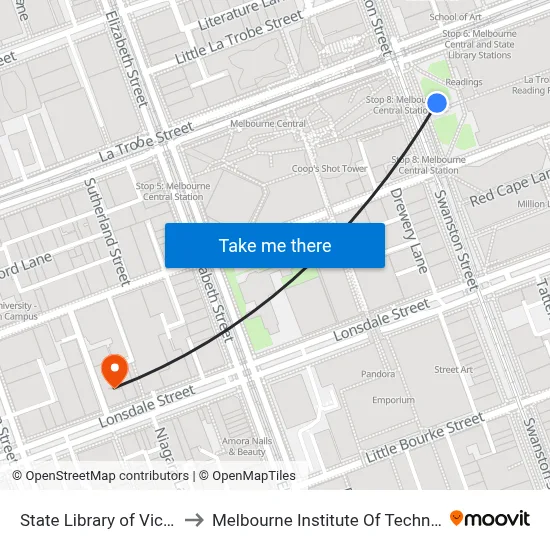 State Library of Victoria to Melbourne Institute Of Technology map