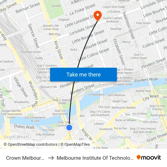 Crown Melbourne to Melbourne Institute Of Technology map