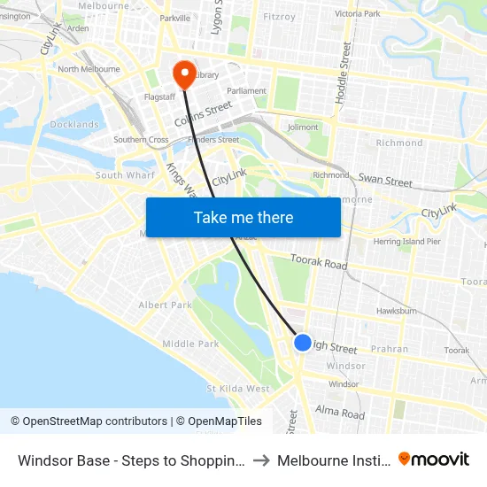Windsor Base - Steps to Shopping, Dining &amp; Nightlife, Melbourne to Melbourne Institute Of Technology map