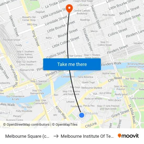 Melbourne Square (complex) to Melbourne Institute Of Technology map