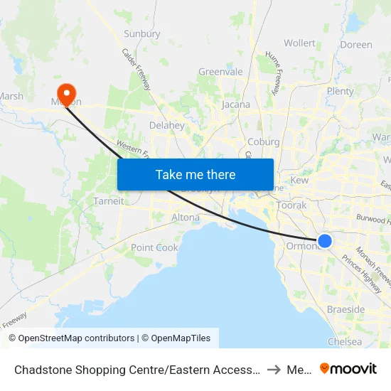 Chadstone Shopping Centre/Eastern Access Rd to Melton map