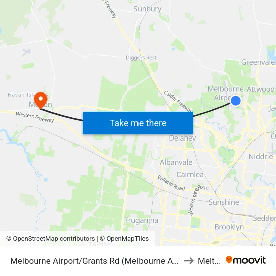 Melbourne Airport/Grants Rd to Melton map