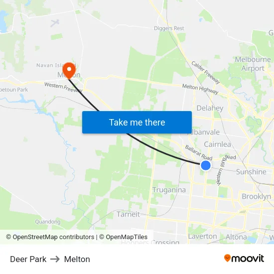 Deer Park to Melton map