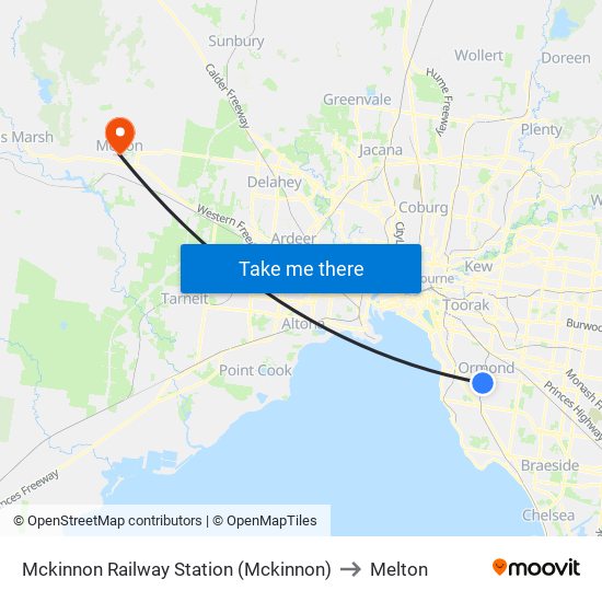 Mckinnon Railway Station (Mckinnon) to Melton map