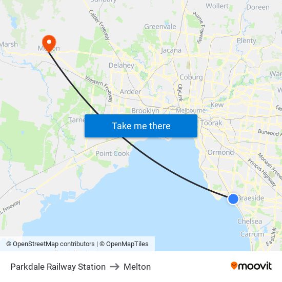 Parkdale Railway Station to Melton map