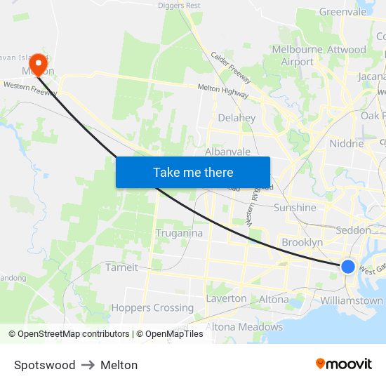 Spotswood to Melton map