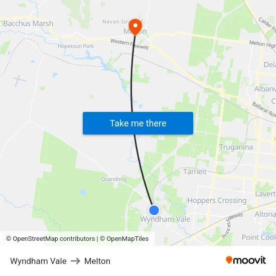 Wyndham Vale to Melton map