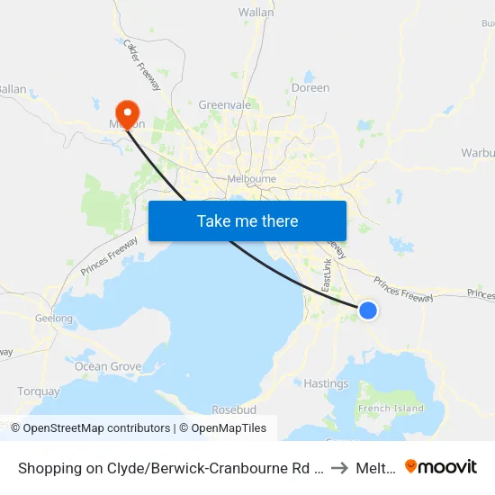 Shopping on Clyde/Berwick-Cranbourne Rd to Melton map