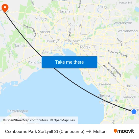 Cranbourne Park Sc/Lyall St to Melton map