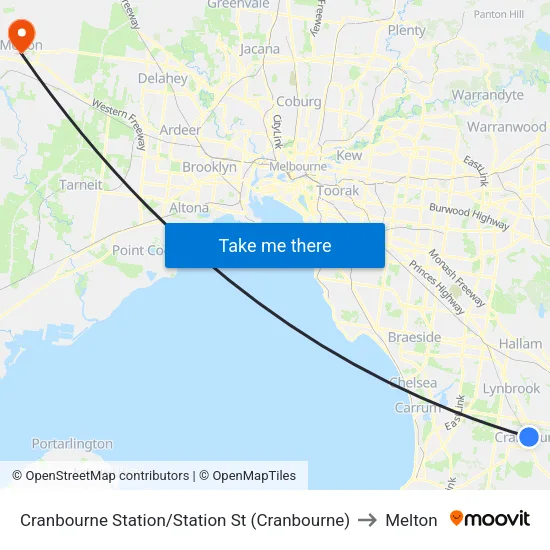 Cranbourne Station/Station St to Melton map