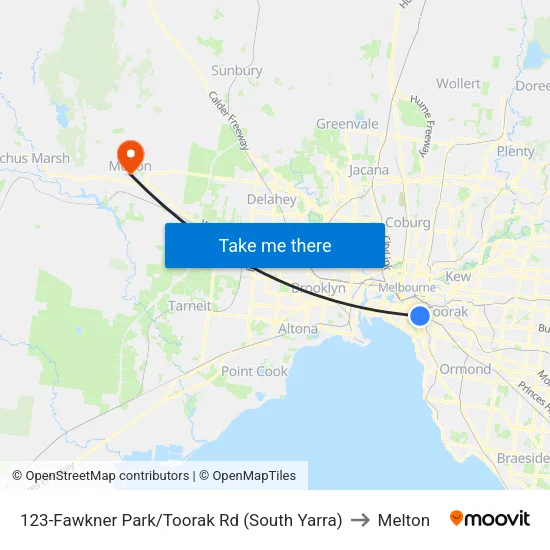 Fawkner Park/Toorak Rd #123 to Melton map