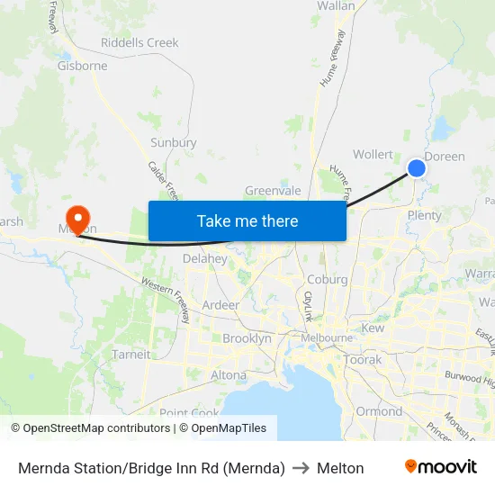 Mernda Station/Bridge Inn Rd to Melton map