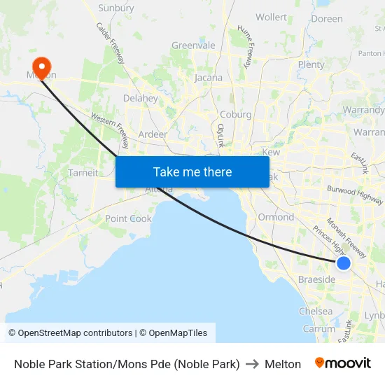 Noble Park Station/Mons Pde to Melton map