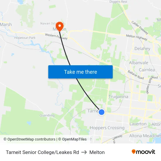 Tarneit Senior College/Leakes Rd to Melton map