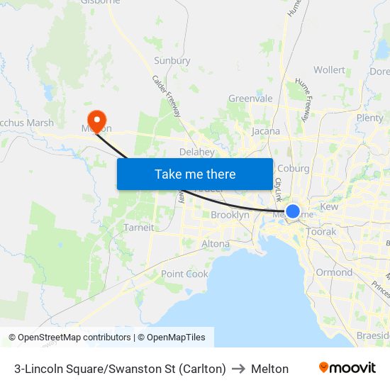 3-Lincoln Square/Swanston St (Carlton) to Melton map