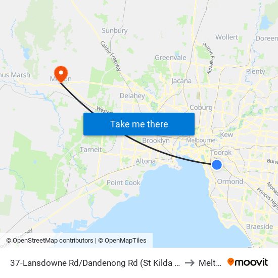 37-Lansdowne Rd/Dandenong Rd (St Kilda East) to Melton map